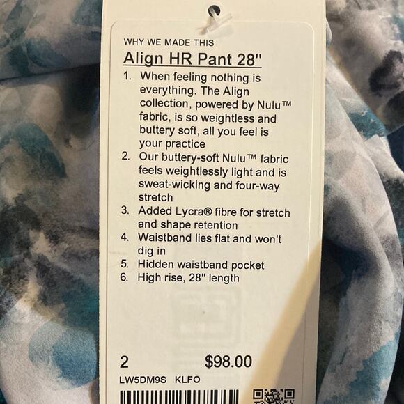 NWT Lululemon Align HR Pant 28” Kaleidoscope Floral Sz 2 - Picture 9 of 12